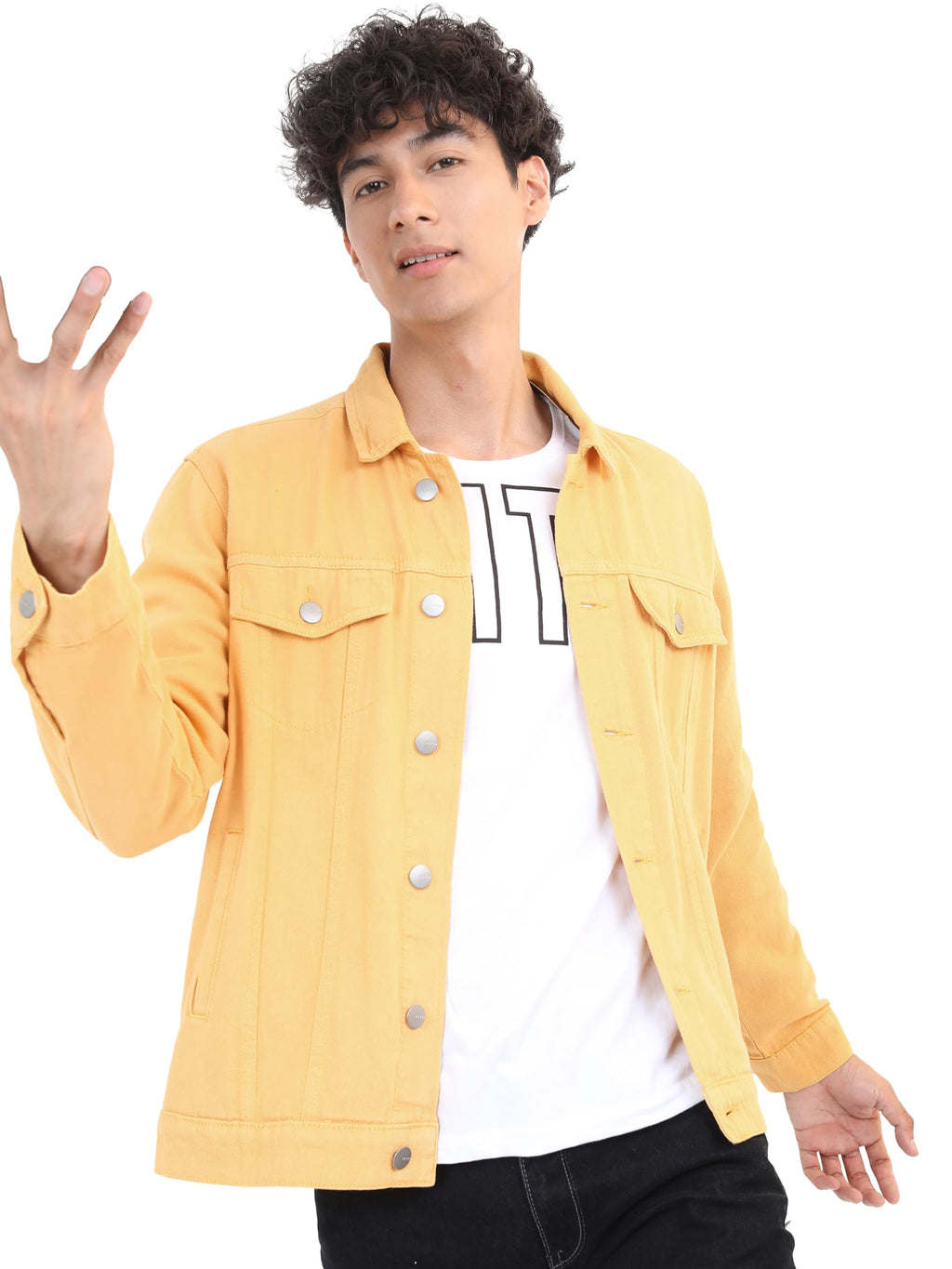 Ketch Mens Full Sleeve Trucker Fit Jacket Khjk000087 Yellow Xl