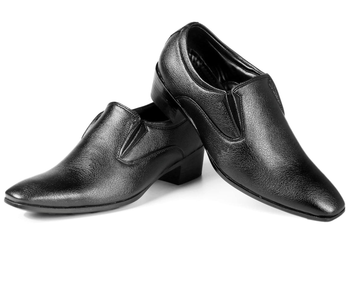 YUVRATO BAXI Mens 2 Height Increasing Synthetic Material Black Formal Moccasion, SlipOn Shoes with Pu Sole. 5 UK 5