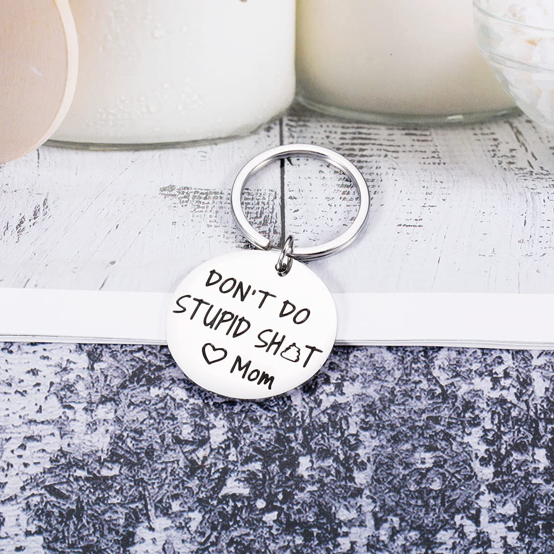 Dont Do Stupi St Keychain Poop Emoji Funny Birthday Gifts for Son Daughter Teenagers from Mom Sarcasm Gift for Teens Boy Girl Gr