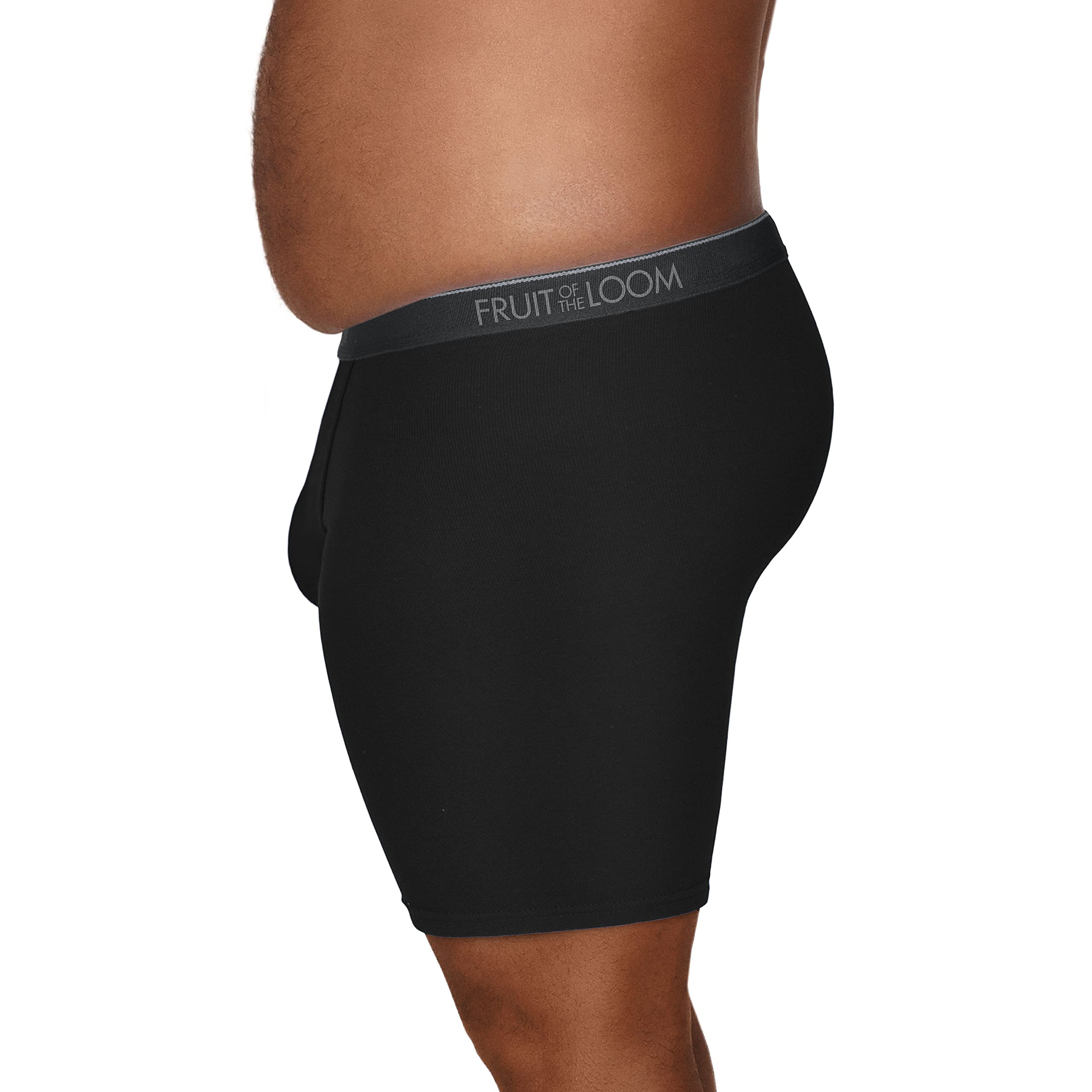 Fruit of the Loom Men's Premium Tag-Free Cotton Underwear (Regular, Big Man-3 Pack-Black/Gray, 5X-Large