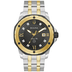Bulova Men's Marine Star 'Series A' Two-Tone Stainless Steel Watch, Black Dial, 3 Hand Model: 98D175