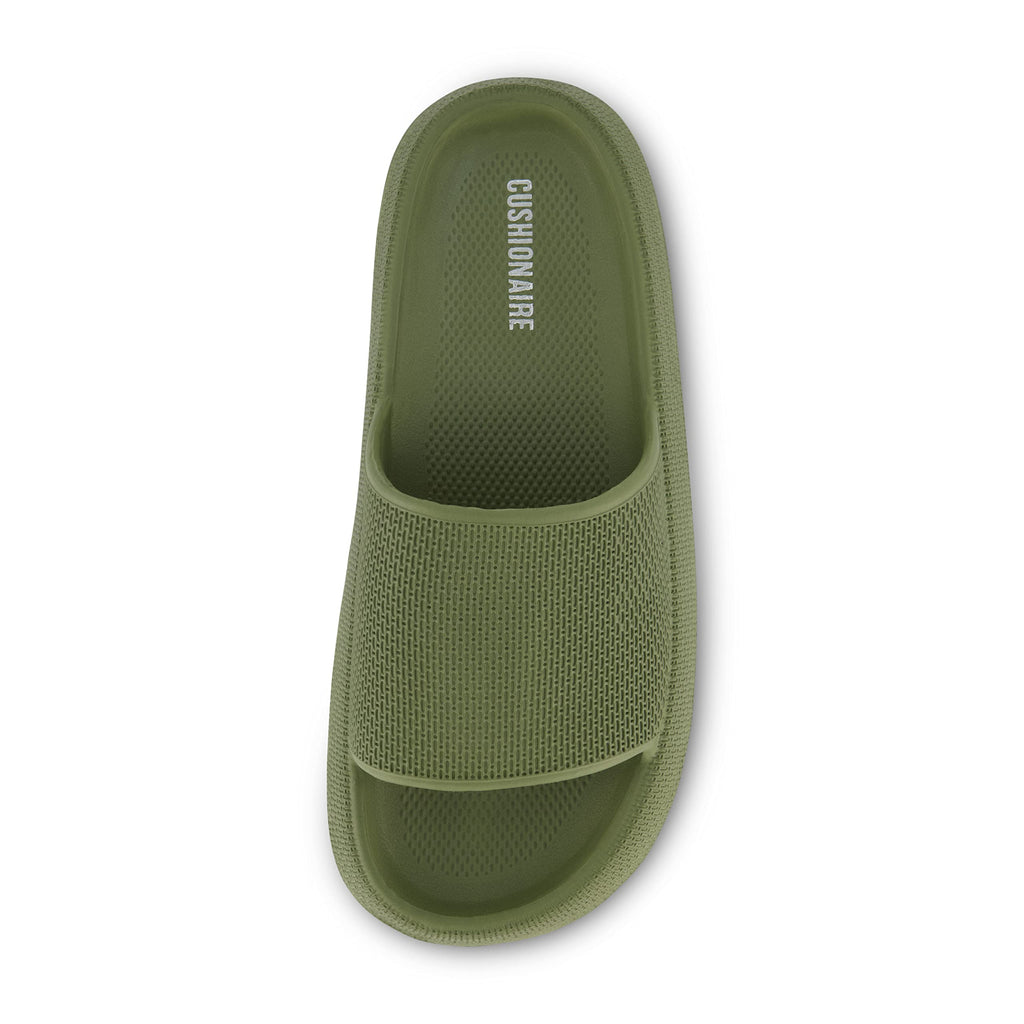 CUSHIONAIRE Men's Feather pool slide with +Comfort, Green 8
