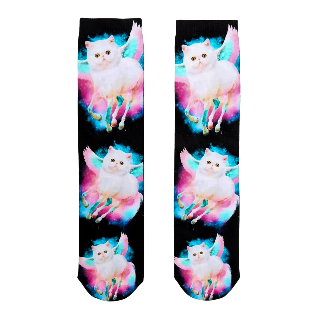 Bioworld Unicorn Cat Photo Print Crew Socks