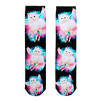 Bioworld Unicorn Cat Photo Print Crew Socks