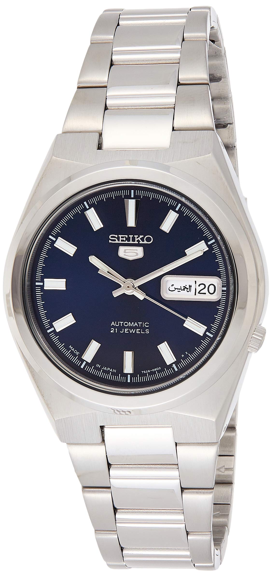 Seiko 5 Date-Day Stainless Steel Blue Dial 21 Jewels Automatic SNKC51J1 Men's Watch