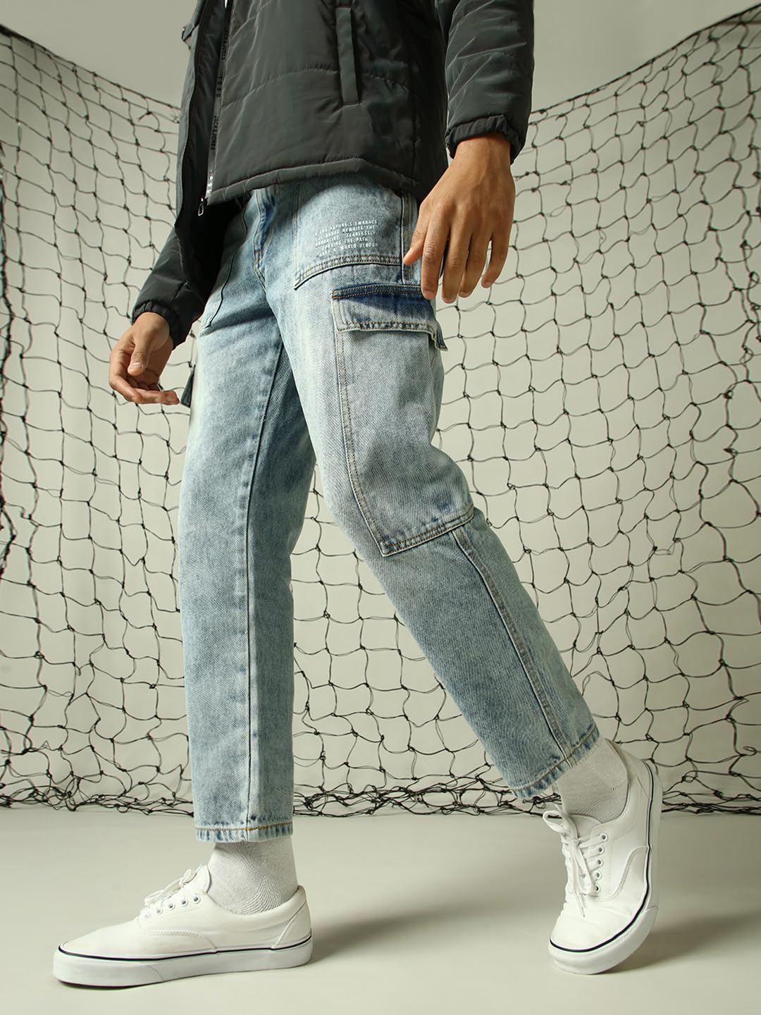 Hubberholme Men Washed Cotton Tapered Fit Mid- Rise Jeans 9 Blue