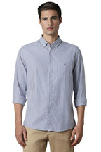 Louis Philippe MenS Cotton Blend Slim Fit Shirt (Lysfcslbk71194_Blue, 40