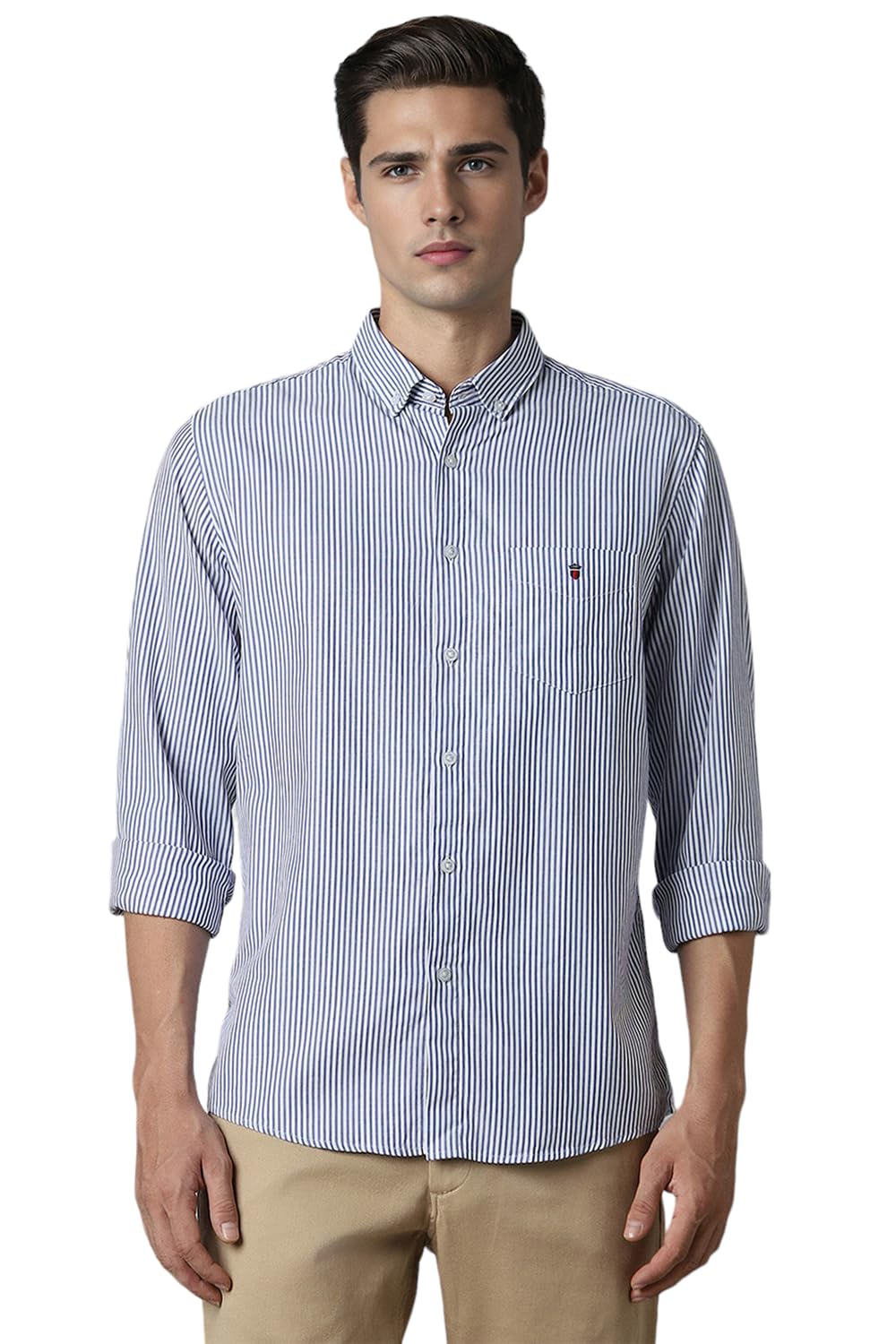 Louis Philippe MenS Cotton Blend Slim Fit Shirt (Lysfcslbk71194_Blue, 40