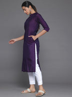 Libas WomenS Silk Woven Design Straight Kurta (268790R Purple
