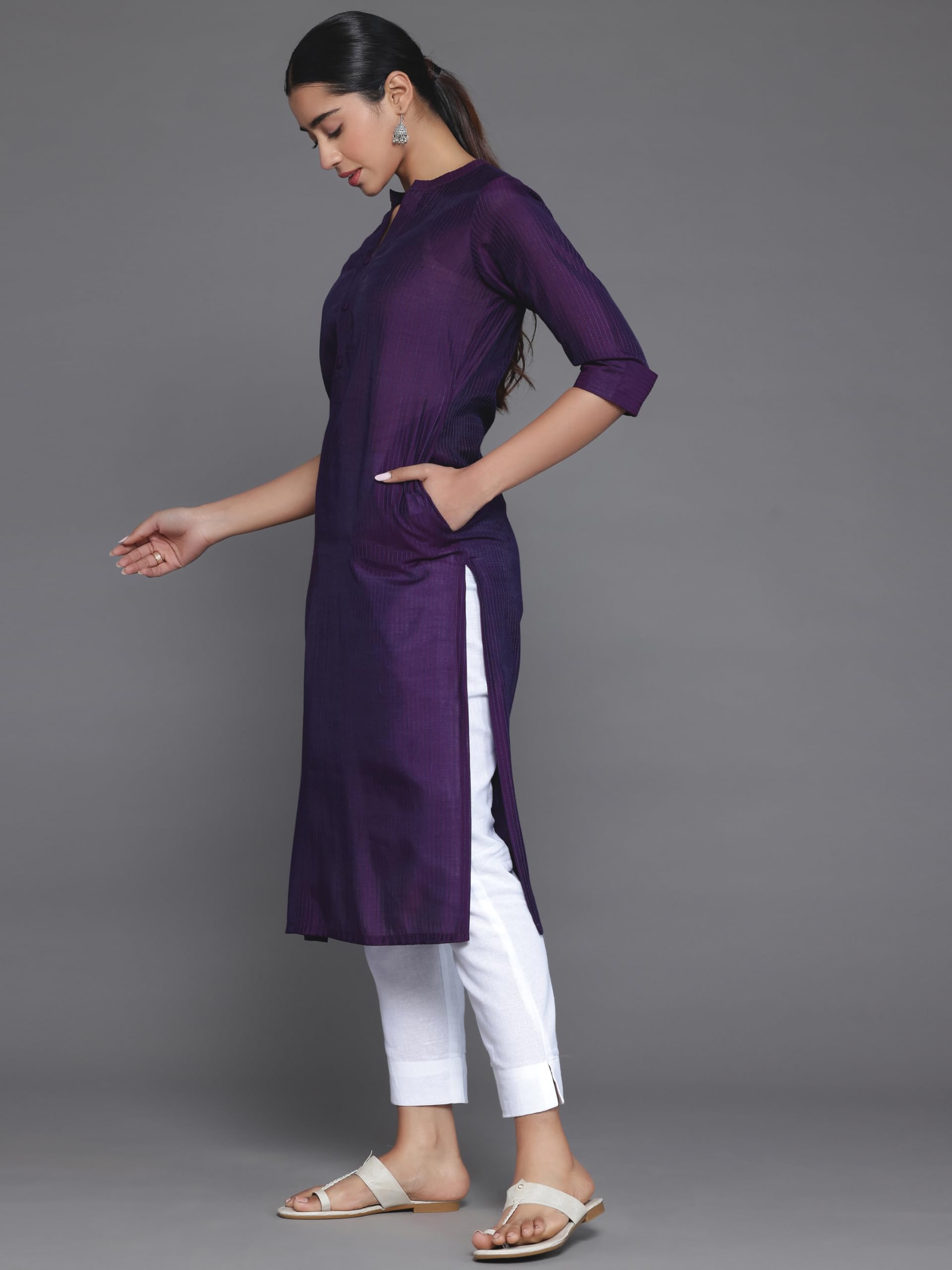 Libas WomenS Silk Woven Design Straight Kurta (268790R Purple