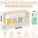 Chenille Letter Clear Makeup Bag with Zipper and Waterproof Nylon