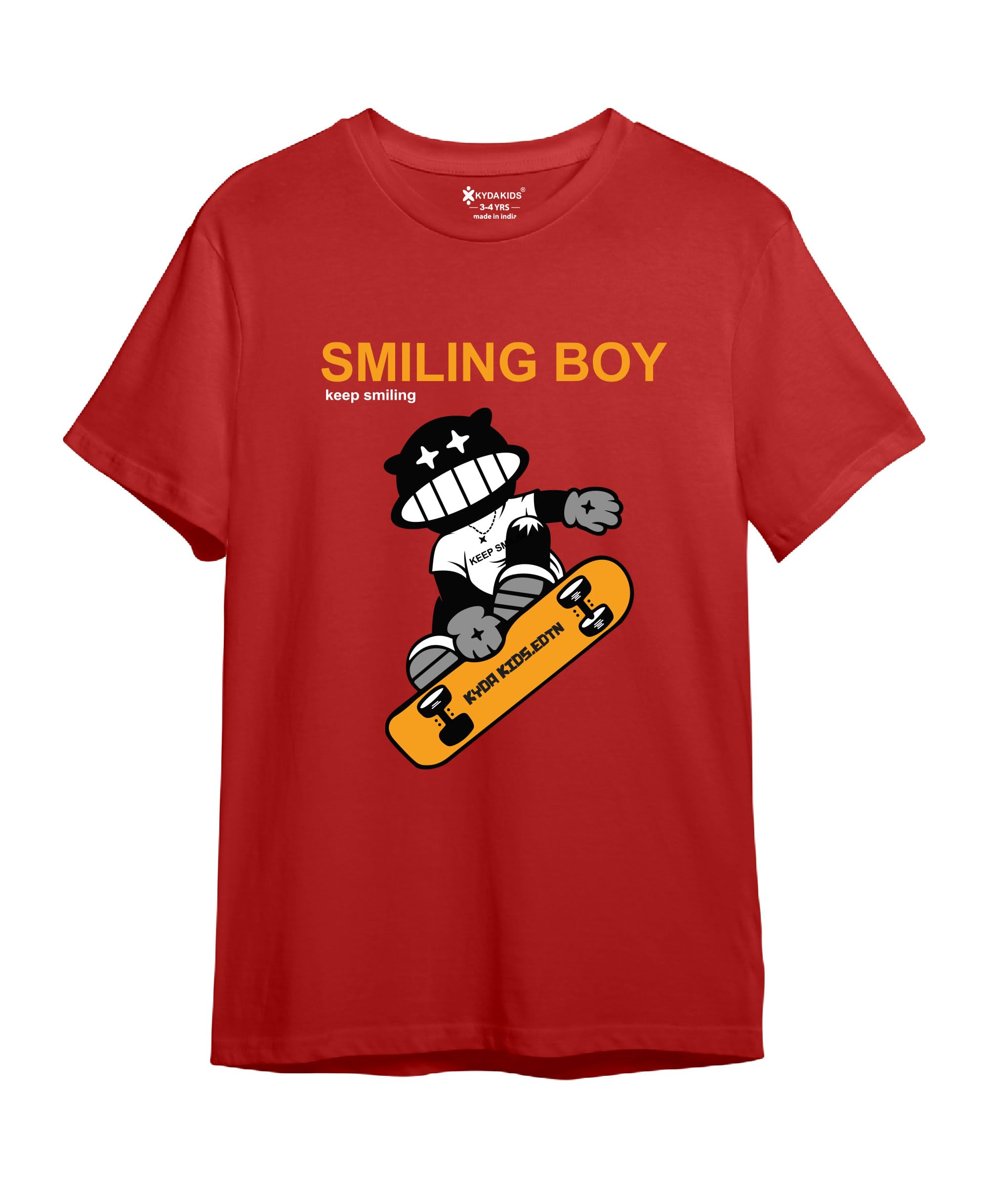 Kyda Kids Boys Cotton Blend Regular Fit Short Sleeve Printed Multicolor T-Shirts For Boys - (Pack Of 5)