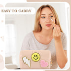 Sanwuta 4 Pcs Hair Face Skin Travel Bag Set Preppy Makeup Pouch PU Leather Skincare Bag Waterproof Cosmetic Organizer Birthday