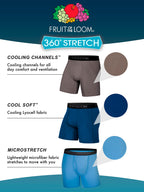 Fruit of the Loom Men's Micro-Stretch Long Leg Boxer Briefs, assorted, Medium - Pack of 5