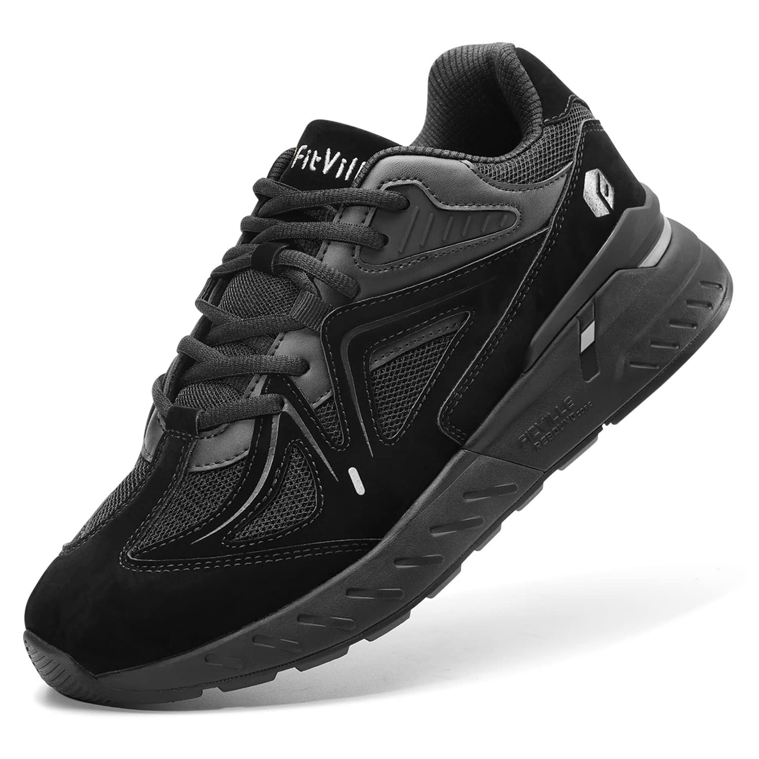 FitVille Mens Walking Shoes Wide Shoes for Flat Feet Non-Slip Recovery Shoes for Plantar Fasciitis Heel Pain Relief - Rebound co