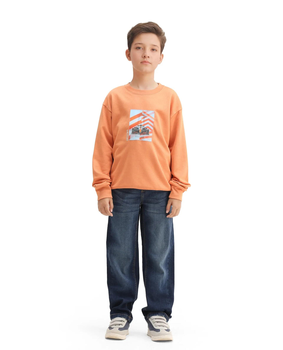 Rare Ones Kids Dune Orange Cotton Blend Sticker Print Oversized Sweatshirt, Orange, 1314Y 13-14