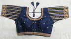 Pujia Mills Womens Readymade Blouse Embroidery Multi Coding Gold Thread Indian Ethnic Designer Stitched Womens Readymade Saree