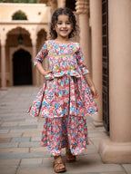 A.T.U.N. (ALL THINGS UBER NICE) A.T.U.N. Girls Ethnic Wear Sharara | Floral Printed Kurta with Sharara Set for Girls