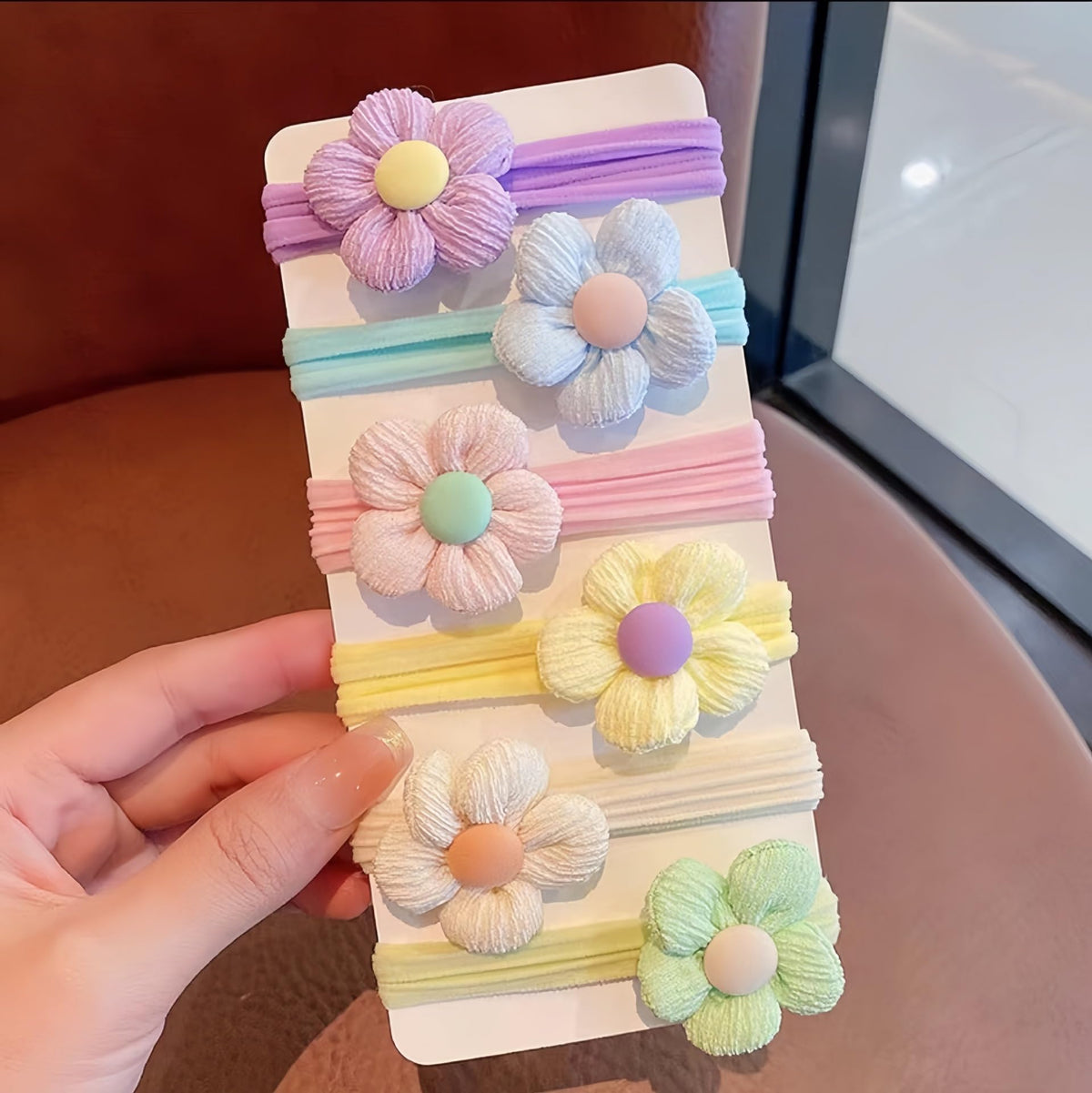 Babymoon Set Of 6 | Baby GirlS Ponytail Pastel Flower Kids Hairband Rings | Fashion Hair Accessories 11