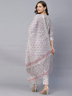 ANNI DESIGNER Womens Cotton Blend Straight Printed Kurta with Pant & Dupatta (Lord Grey-SNW_XL_Grey_X-Large)
