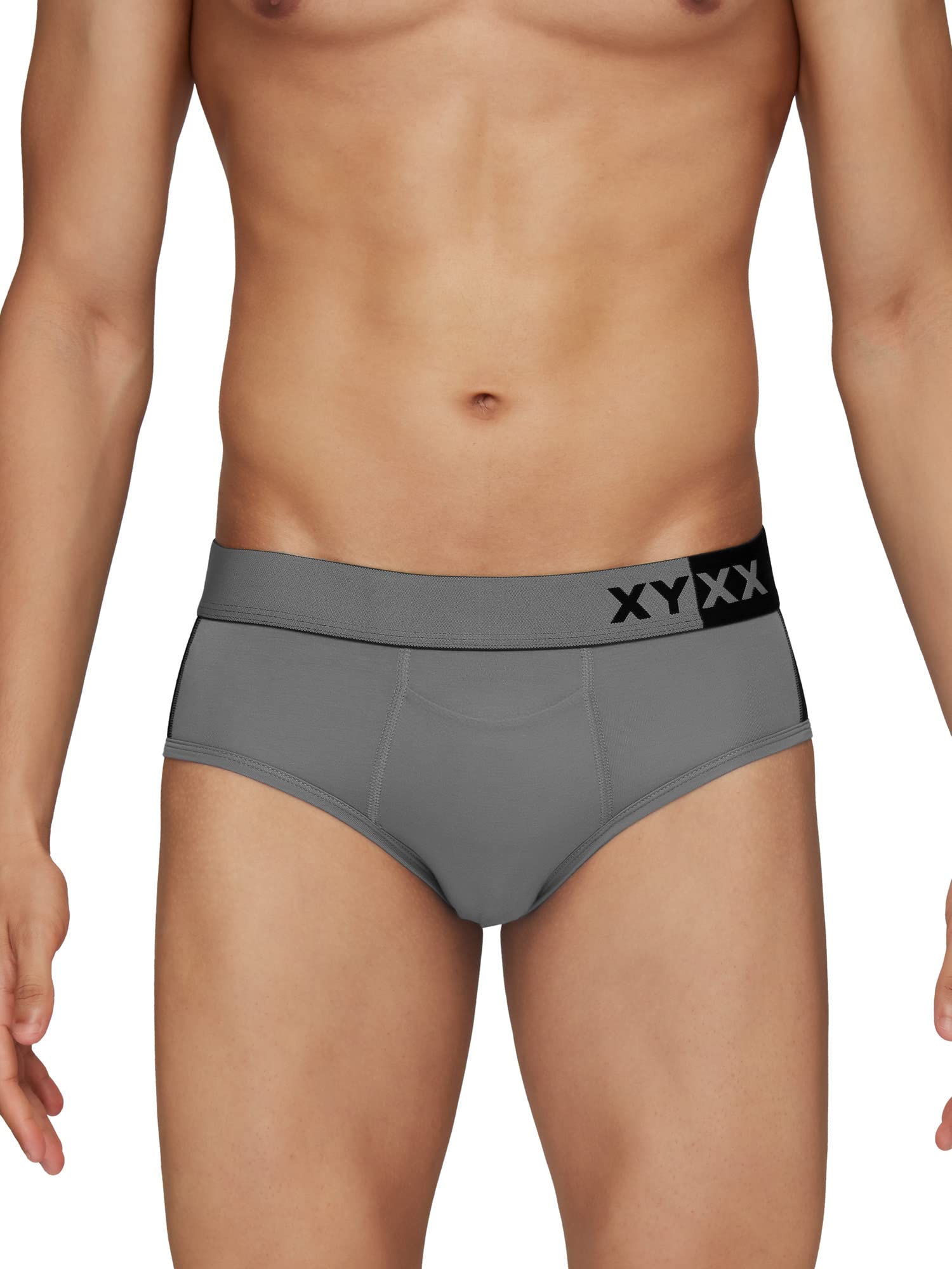 XYXX Mens Underwear Dualist IntelliSoft Antimicrobial Micro Modal Brief Pack of 3 (Navigate & Black Iris;Lime Punch & Black;Bla