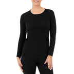Fruit of the Loom Women's Micro Waffle Premium Thermal Underwear Tee Shirt, Black/Black, Large