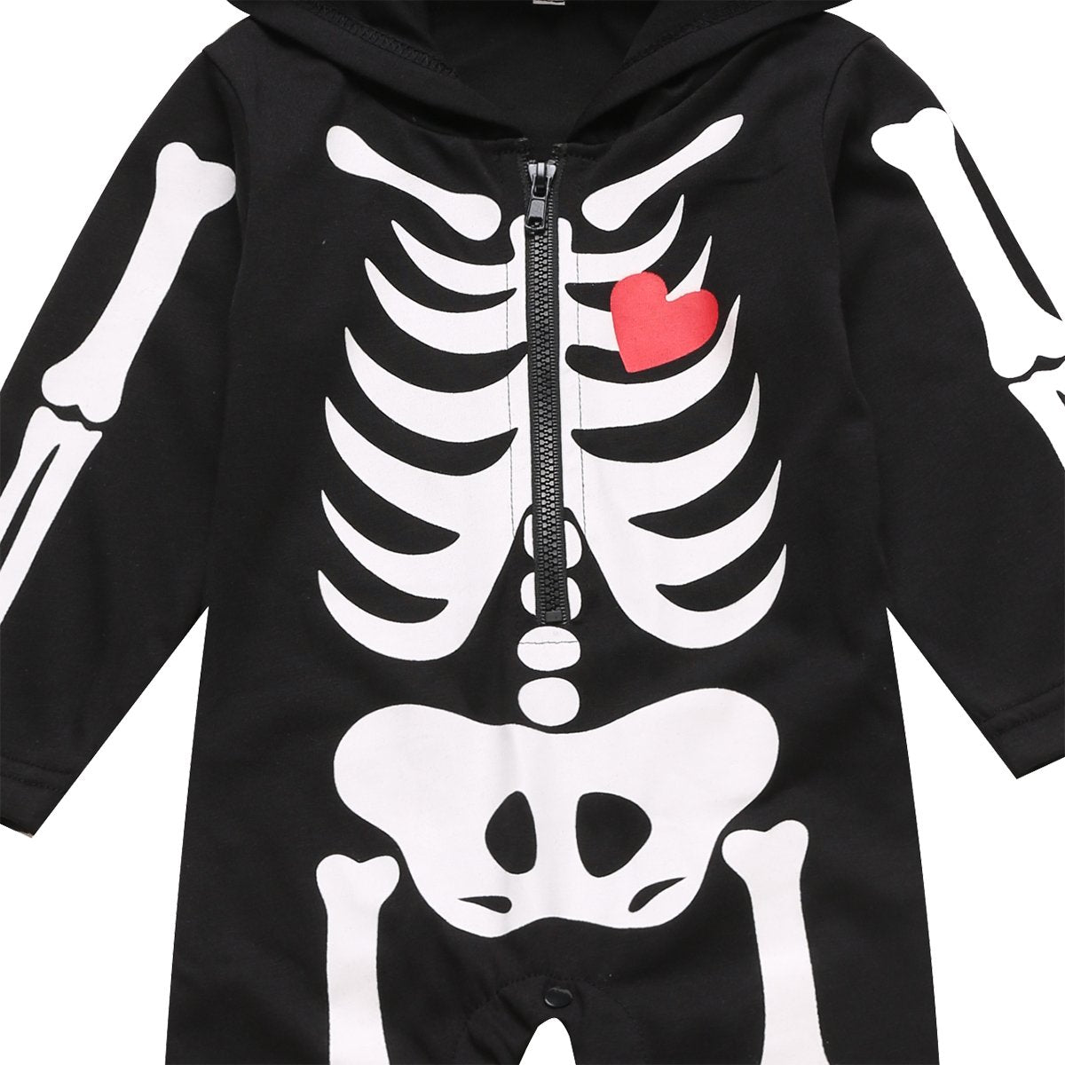 LENSOUS Baby Boy's Skeleton Halloween Costume Long Sleeve Hoodie (0-3 Months, Black01)