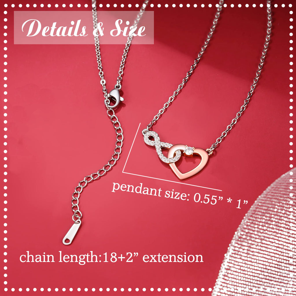 Shonyin Valentines Day Gifts for Girlfriend Infinity Heart Necklace for Girlfriend Women Her Cubic Zirconia Jewelry Birthday Chr