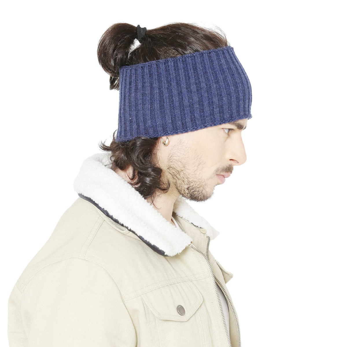 Bharatasys Soft Mix Yarn Knitted Ski Warm Woolen Headband For Unisex  Blue 11