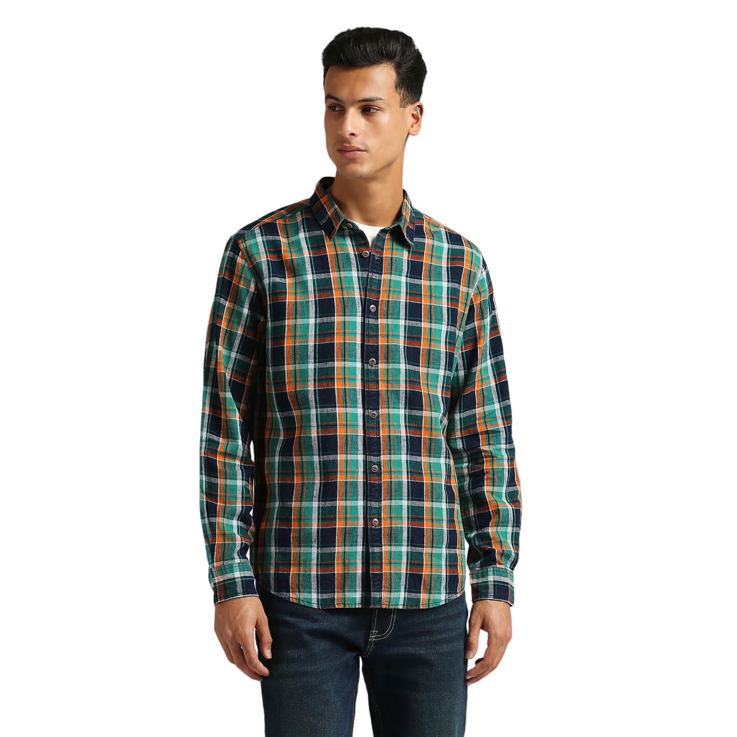 Pepe Jeans MenS Checkered Regular Fit Shirt (Pm308652_Green