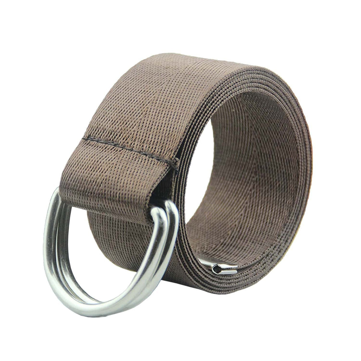 Romp Fashion Unisex Dark Brown Nylon Double DRing Buckle Belt 117