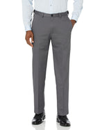 Haggar Mens classic Fit Flat-Front Hidden Expandable Waistband Premium No Iron Khaki, 38W x 29L - Dark grey