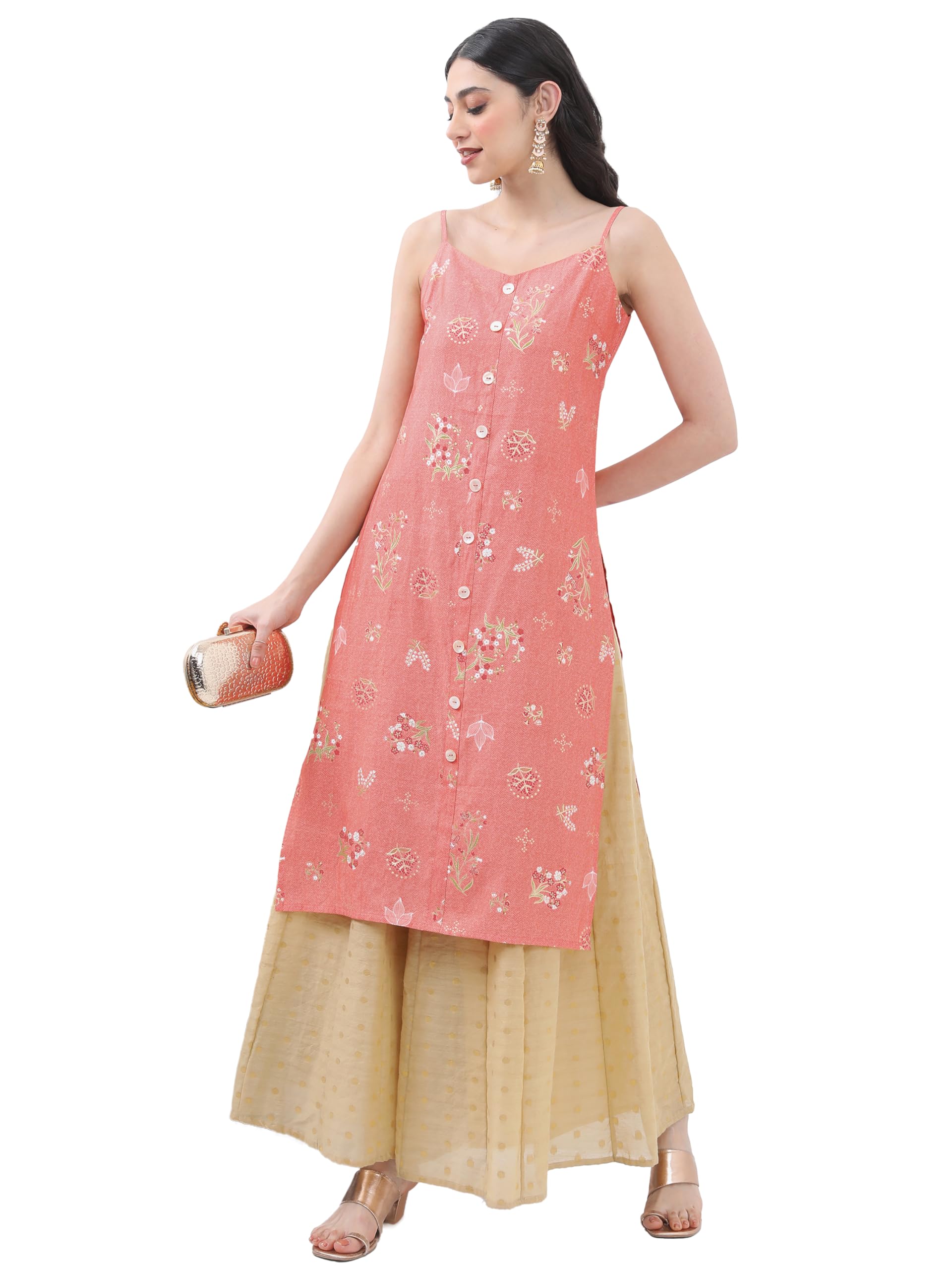 Ketch Women'S Polyester Blend Regular Fit Kurta (Khku000277_Pink