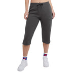 Champion, Lightweight Lounge Cropped Pants, Jersey Knit Capri for Women, 18, Granite Heather, X-Large