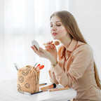 3 Pcs Corduroy Cosmetic Bag Smile Face Aesthetic Preppy Makeup Bag Corduroy Toiletry Aesthetic Pouch Travel Smile Bags for Women