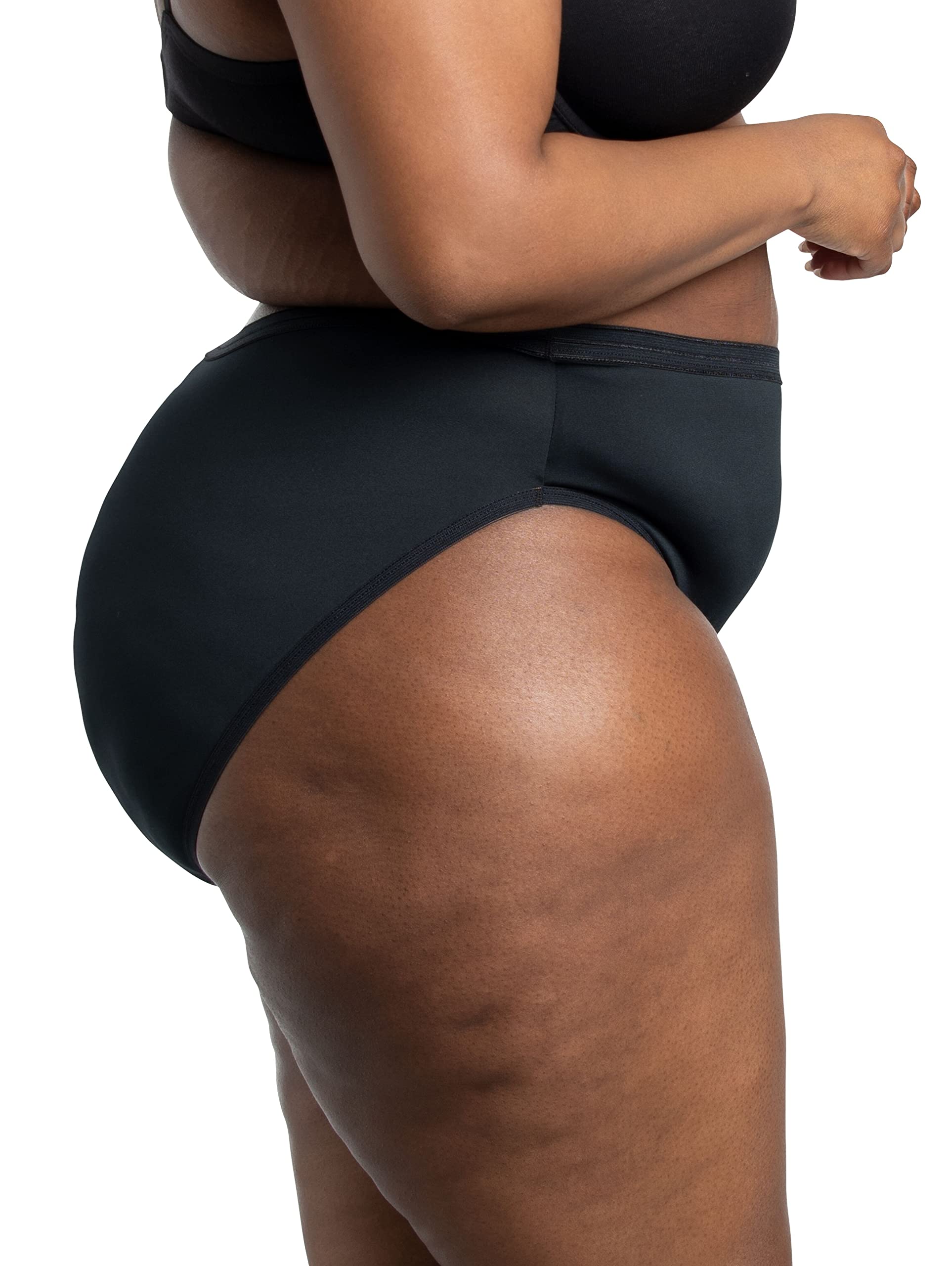 Fruit of the Loom Women's Lightweight Microfiber Underwear, Smooth Under Clothes, Available, Plus Size Hi Cut-10 Pack-Black/Whit