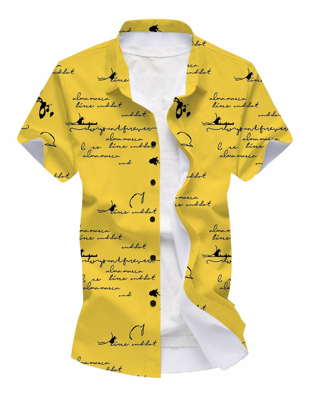 Kadiyu BoyS Lycra Blend Shirt With Half Sleeves Round Collar Neck Botton Down Closure Printed Pattern Relaxed Fit And Standard