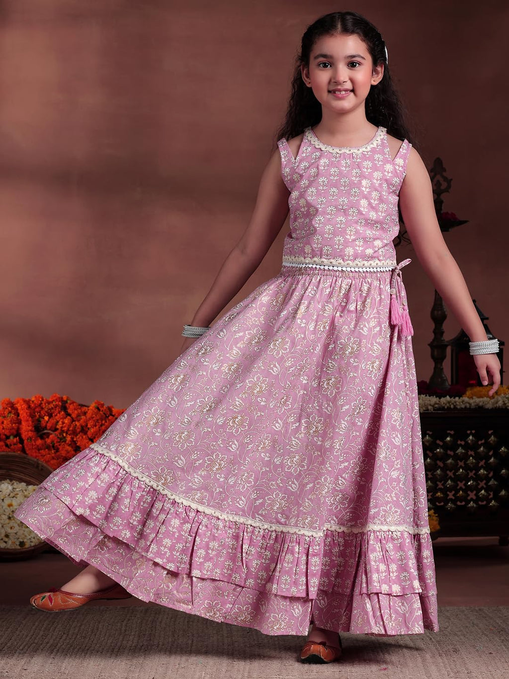 Libas Kids Girl'S Cotton Lehenga Set (90064K_Pink_9-10Y)