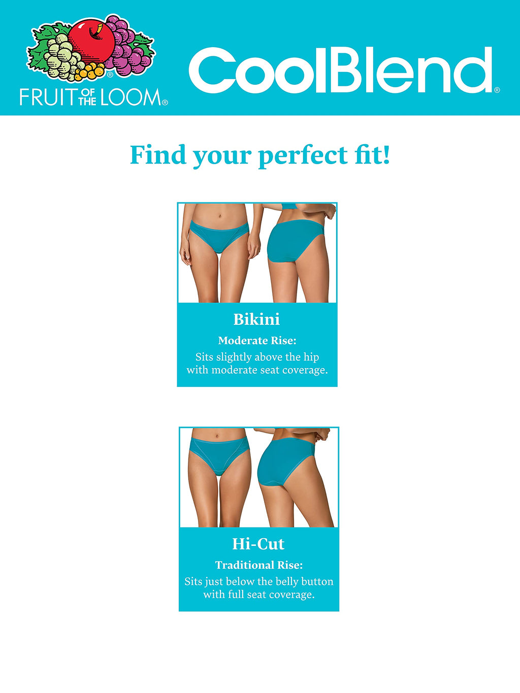 Fruit Of The Loom Womens Breathable Underwear, Moisture Wicking Keeps You Cool & Comfortable, Available Plus Size Bikini, Coolbl