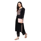 Idalia Embroidered Black Kurta With Palazzo Pants