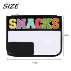 BCRMPT Chenille Letter Bag Clear Flat Pouch,Multi-purpose PVC&Nylon Clear Cosmetic Bags,Travel Makeup Bag With Zipper For Women,