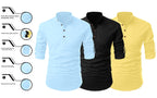 Finivo Fashion Combo Of MenS Cotton Blend Solid Full Sleeve Short Kurta