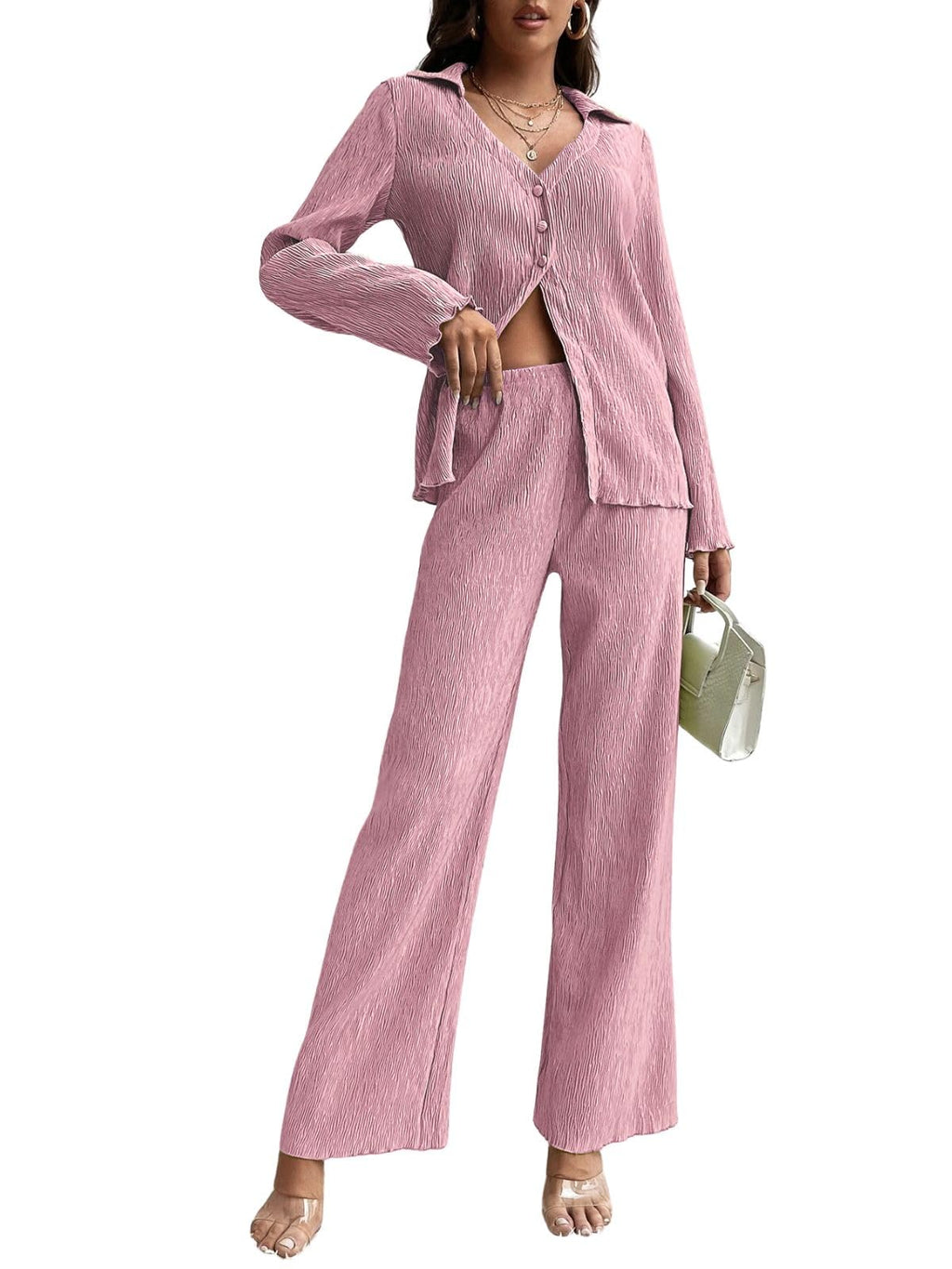 GRECIILOOKS Co Ord Set for Women | Co Ord Set for Women Stylish | Textured Co Ord Set for Women | Travel Co Ord Set for Women | 
