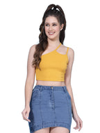 OOMPH! Crop Tops for Women, Yellow - mt583