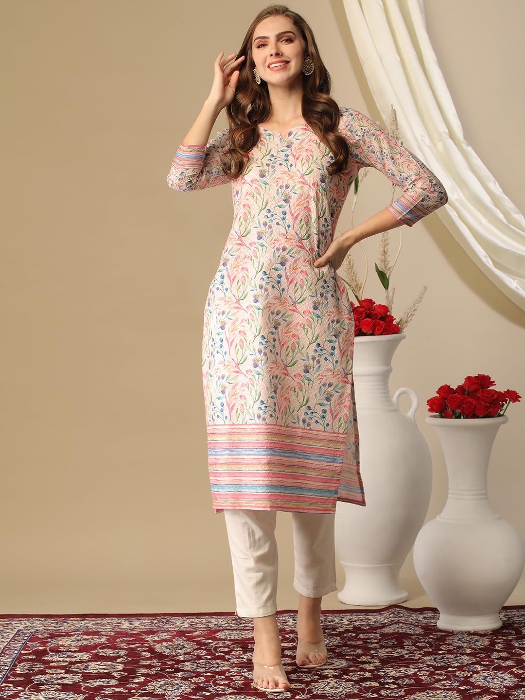 Anni Designer Women'S Cotton Blend Regular Fit Kurta
