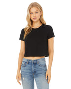 Ladies Flowy cropped T-Shirt - WHITE - S(D0102H7WZ1X)