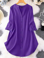 Gufrina Dresses For Women||Viscose Rayon Solid Button Front Shirt Dress For Women || Roll Tab Sleeve & Collared Neck Flared Dres