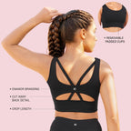 Enamor Womens Polyester Wire Free Casual Padded Sports Bra (A206_Jet Black