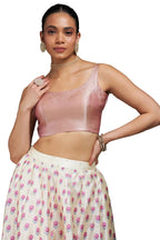Soch Womens Pink Chevron Woven Design Tussar Padded Blouse