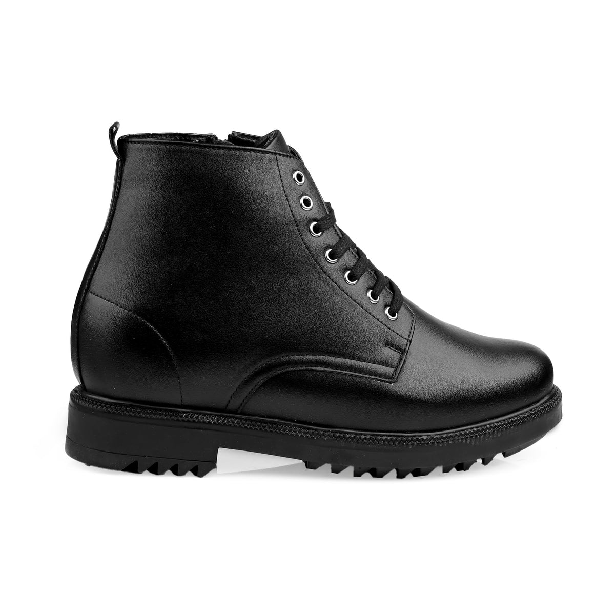 BXXY Mens 4 Inch Hidden Height Increasing Faux Leather Material Black Casual Formal Laceup Ankle Boot. 7 UK 7